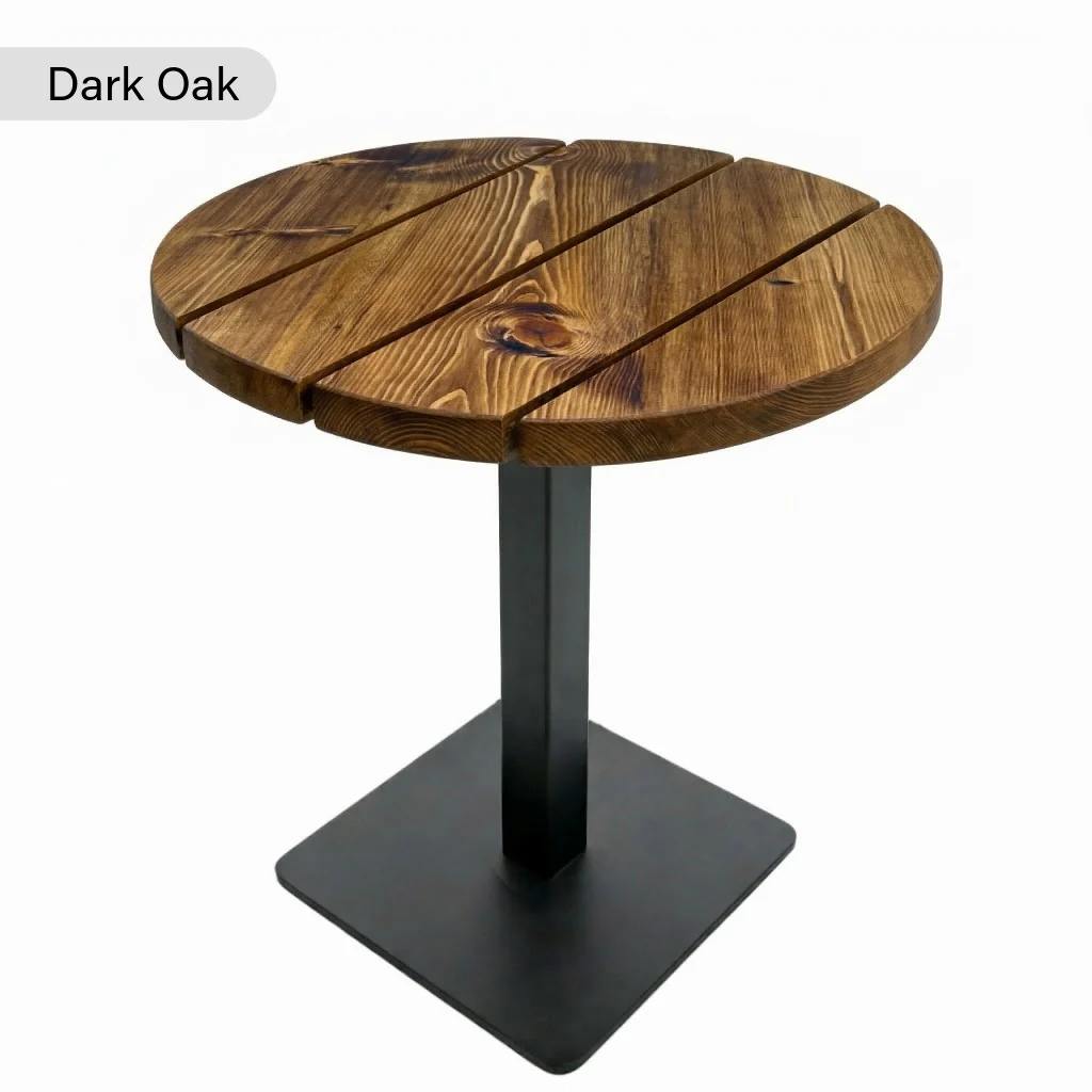 Sleek & Slender Rustic Slatted Outdoor Poseur Table - Image 3