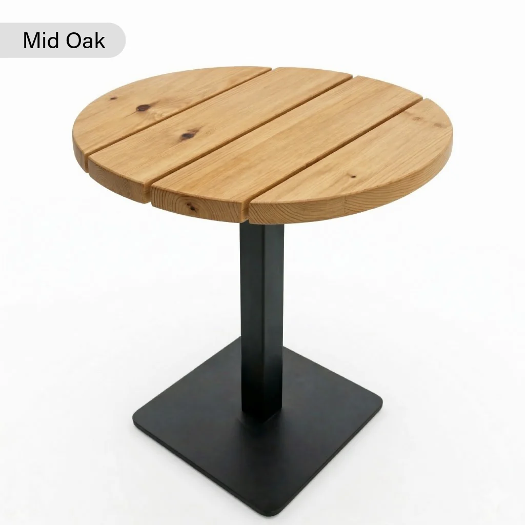 Sleek & Slender Rustic Slatted Outdoor Poseur Table - Image 4