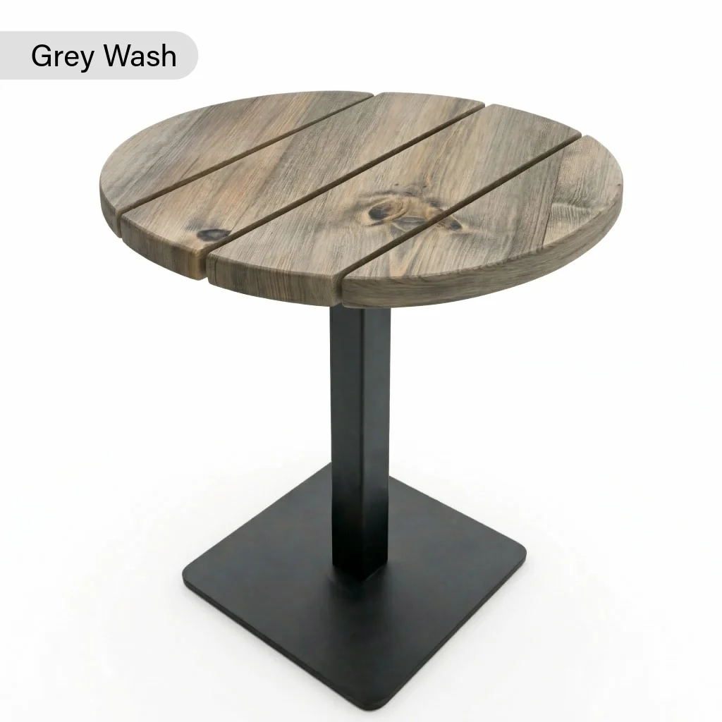 Sleek & Slender Rustic Slatted Outdoor Poseur Table - Image 6