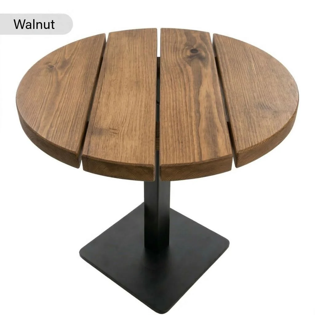 Sleek & Slender Rustic Slatted Outdoor Poseur Table - Image 7