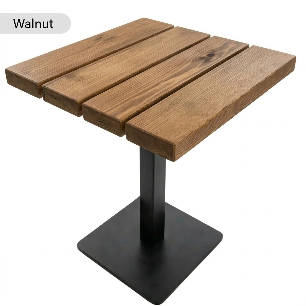 Sleek & Slender Rustic Slatted Outdoor Square Poseur Table - Image 3