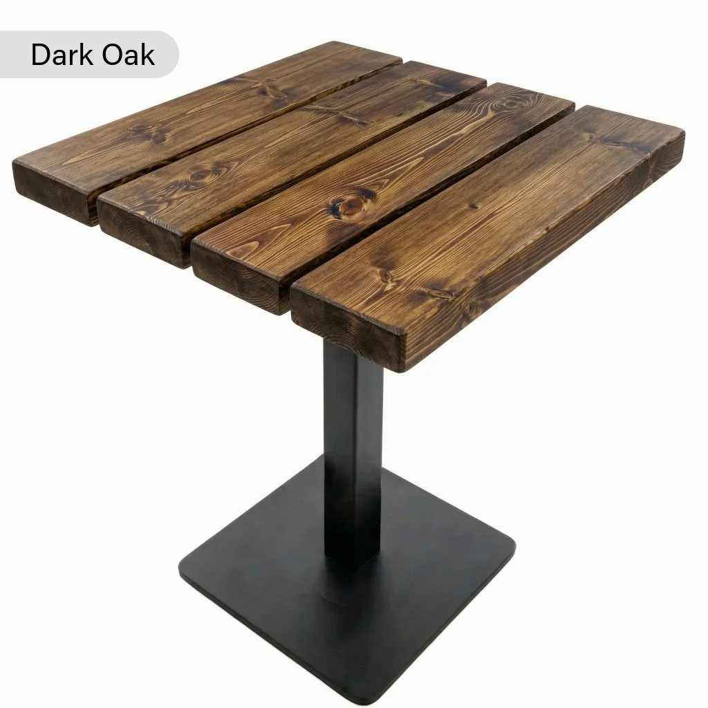Sleek & Slender Rustic Slatted Outdoor Square Poseur Table - Image 5