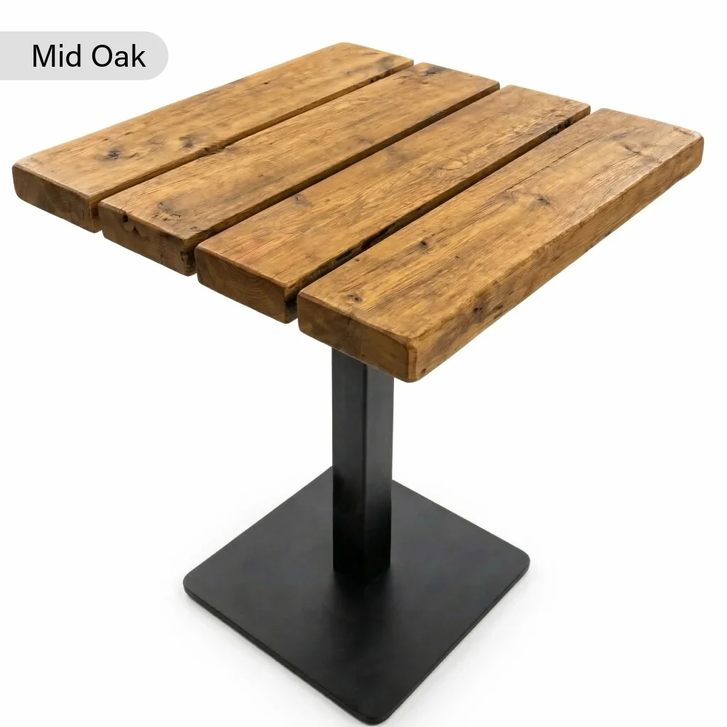 Sleek & Slender Rustic Slatted Outdoor Square Poseur Table - Image 6