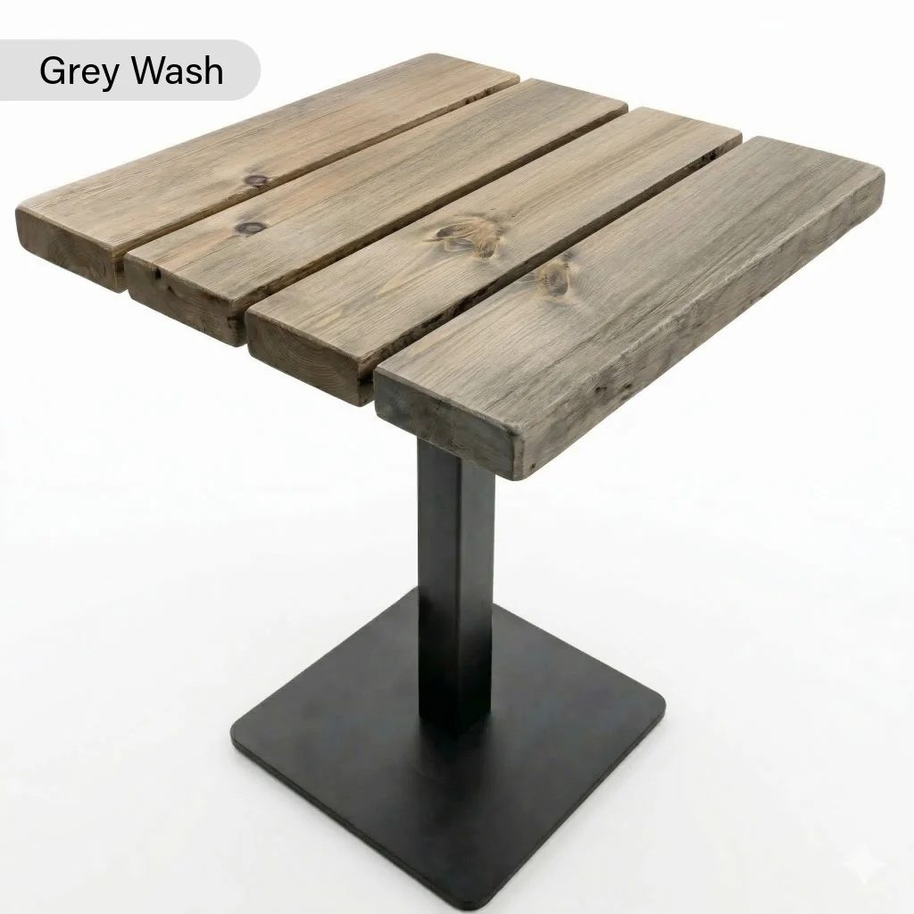 Sleek & Slender Rustic Slatted Outdoor Square Poseur Table - Image 7