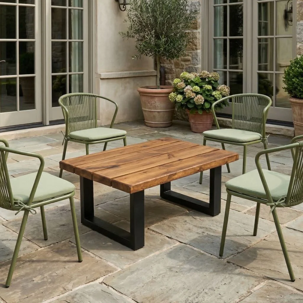 Sleek & Slender Slatted Outdoor Coffee Table - Image 3