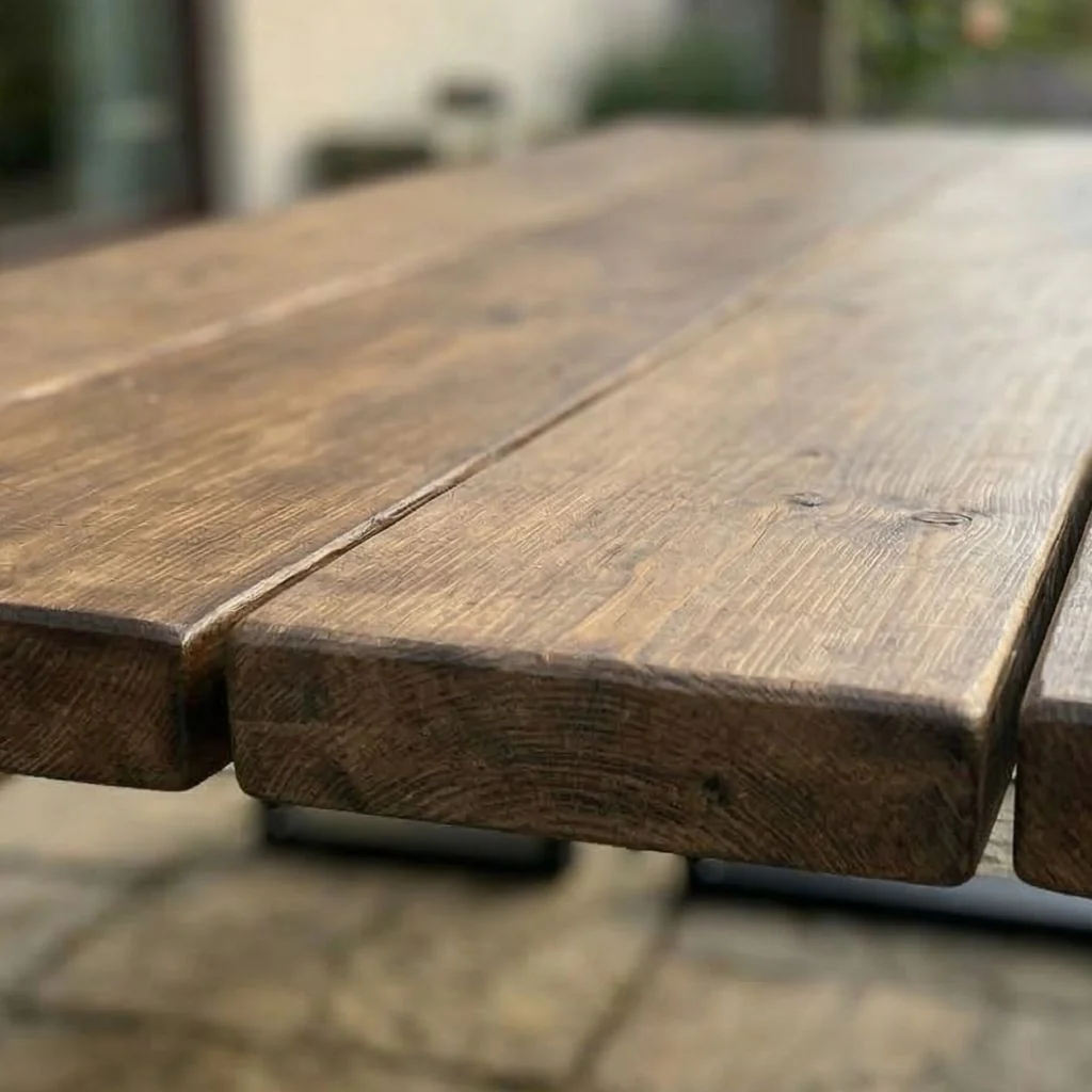 Sleek & Slender Slatted Outdoor Table - Image 2