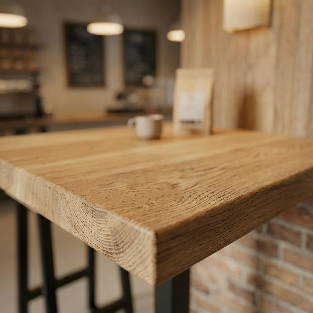 Solid Oak Large Square Poseur Table - Image 2