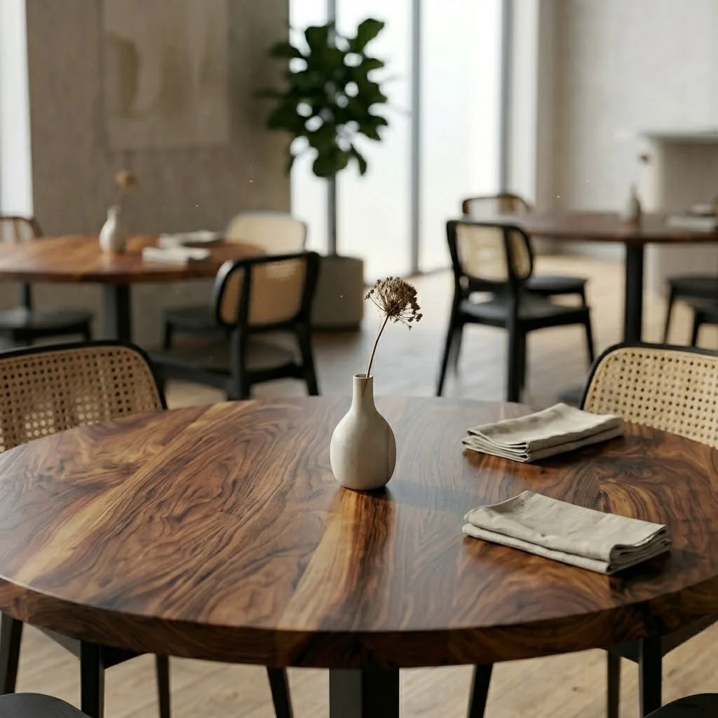Solid Walnut Large Round Pedestal Table - Image 2