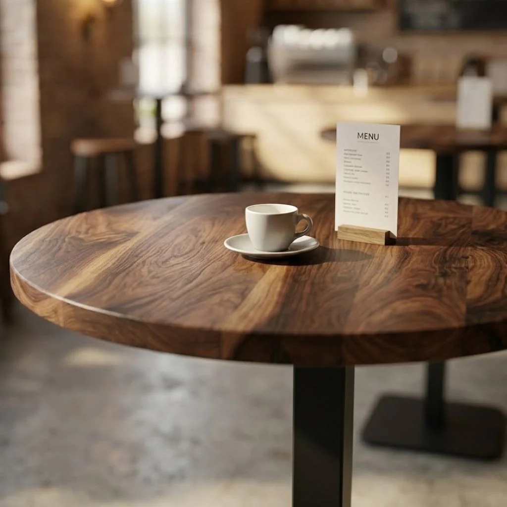 Solid Walnut Large Round Poseur Table - Image 2