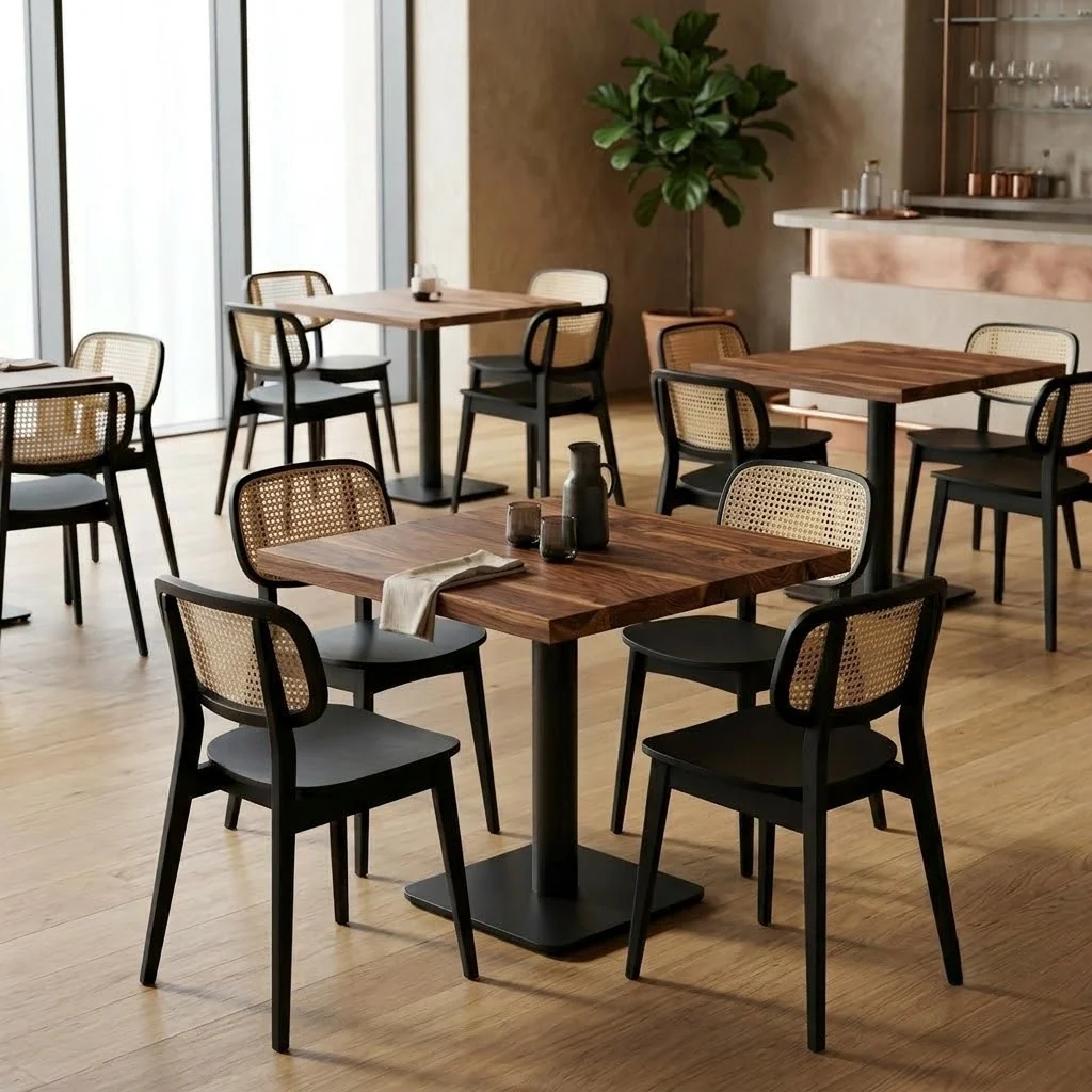 Solid Walnut Large Square Pedestal Table