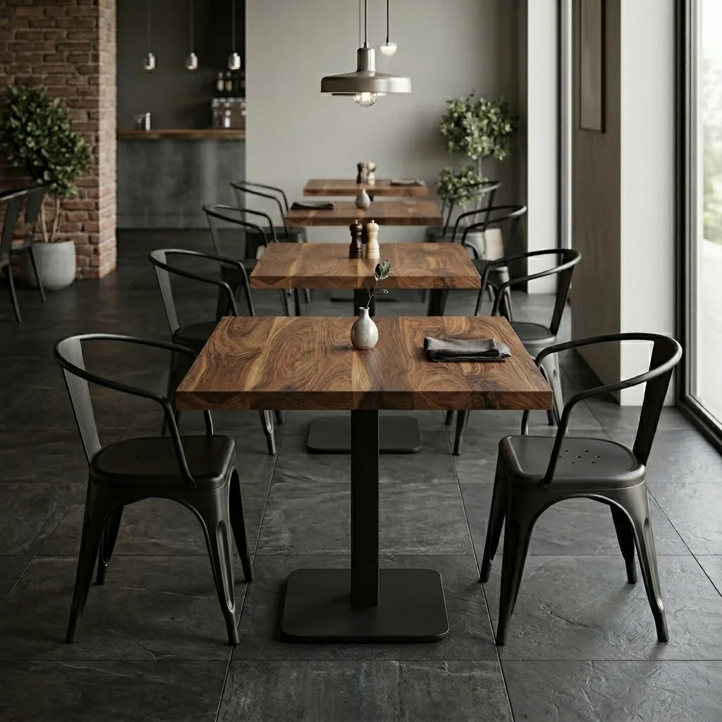 Solid Walnut Large Square Pedestal Table - Image 3