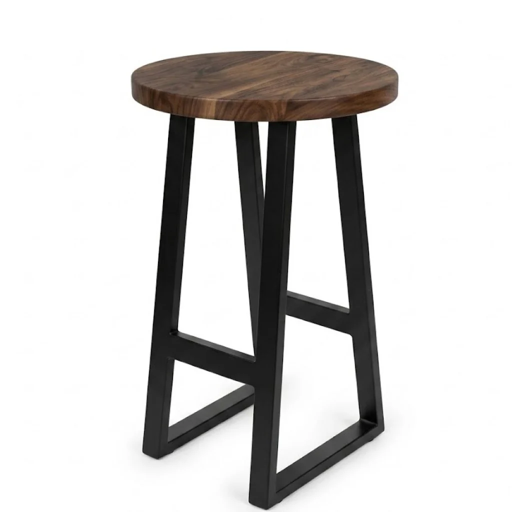 Solid Walnut Round Breakfast Bar Stool - Image 2