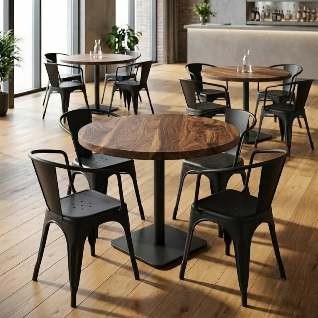 Solid Walnut Small Round Pedestal Table