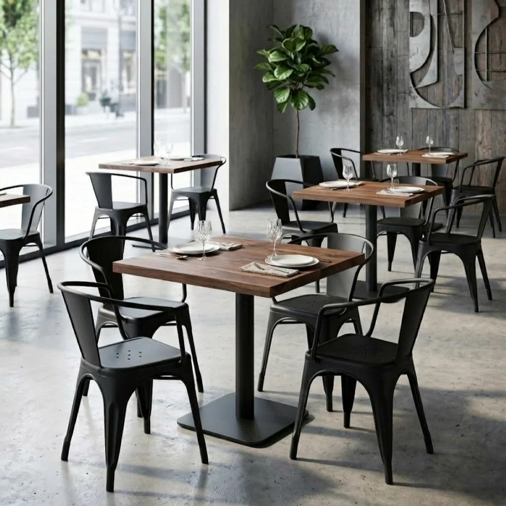 Solid Walnut Small Square Pedestal Table