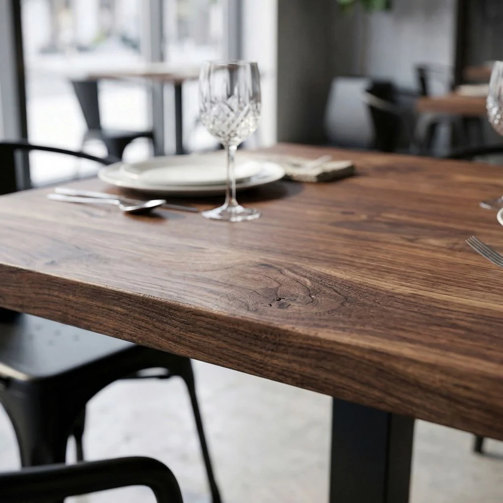 Solid Walnut Small Square Pedestal Table - Image 2