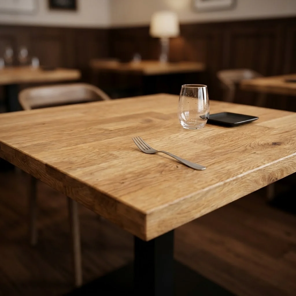 Staved Oak Large Square Pedestal Table - Image 3
