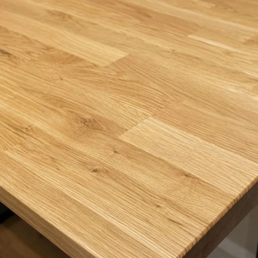 Staved Oak Small Square Pedestal Table - Image 2