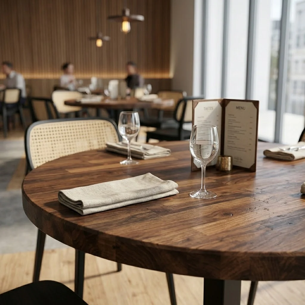 Staved Walnut Large Round Pedestal Table - Image 2