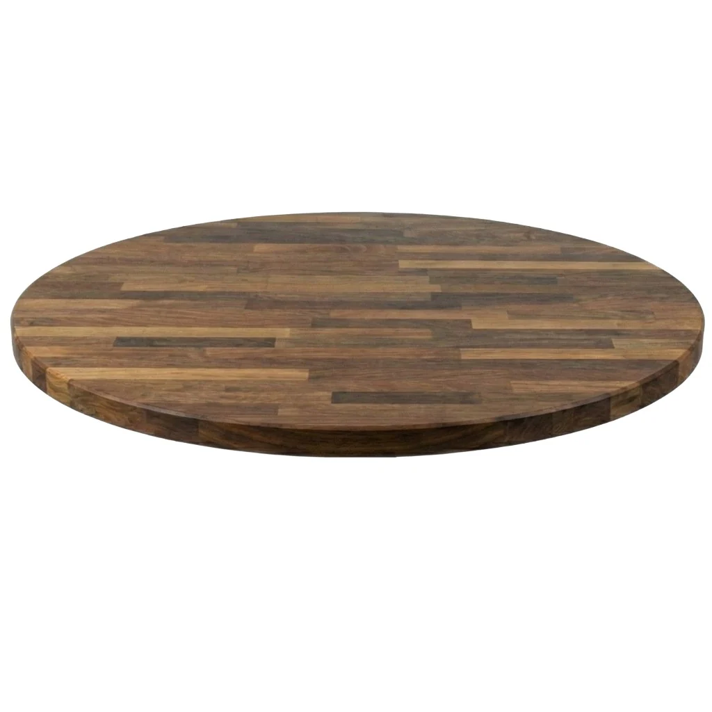 Staved Walnut Large Round Poseur Table - Image 3