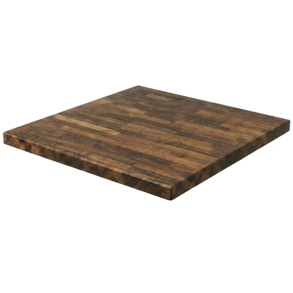 Staved Walnut Large Square Poseur Table - Image 3
