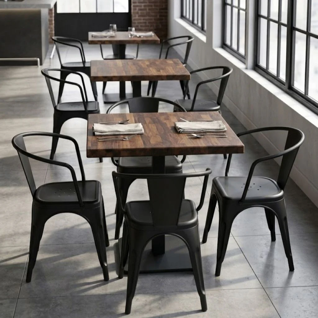 Staved Walnut Small Square Pedestal Table - Image 3