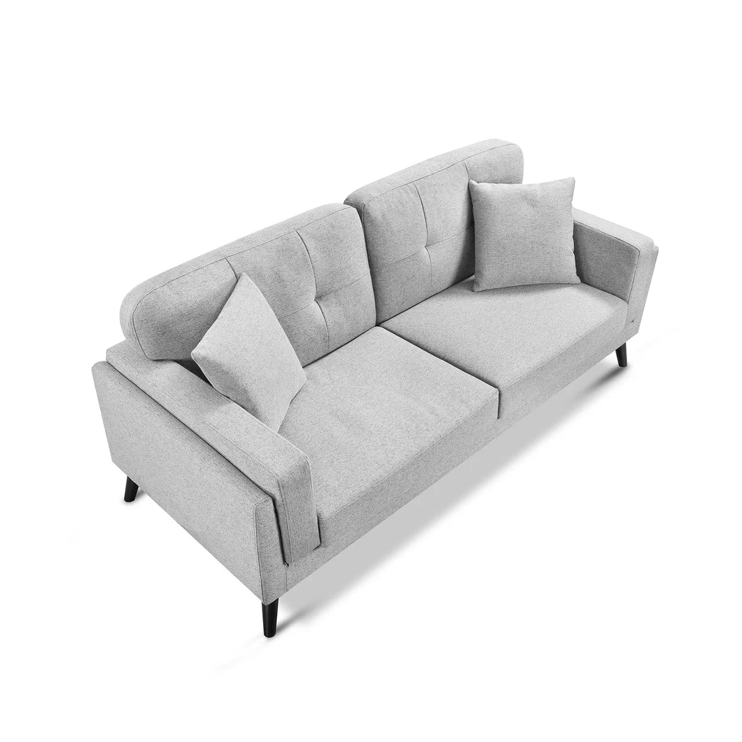 Valmere 3 Seater Fabric Sofa - Stone Grey - Image 3