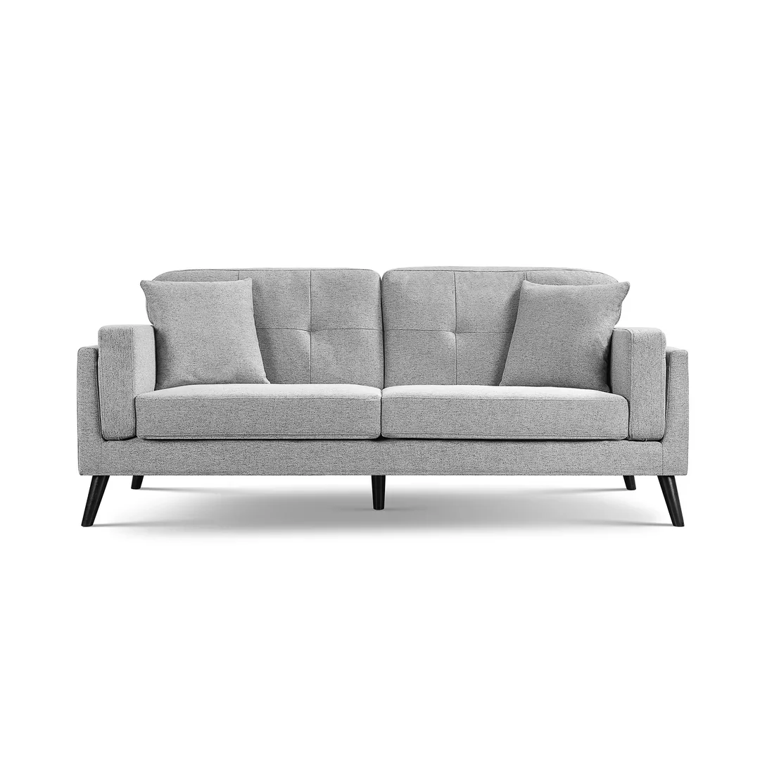 Valmere 3 Seater Fabric Sofa - Stone Grey - Image 4