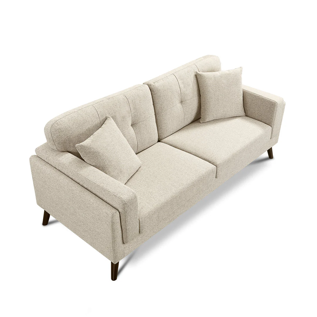 Valmere 3 Seater Fabric Sofa - Warm Beige - Image 4