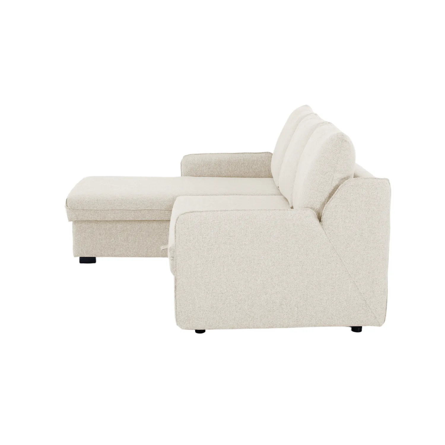 Verona Fabric 3 Seater Reversible Corner Sofa Bed with Storage - Cream - Image 12