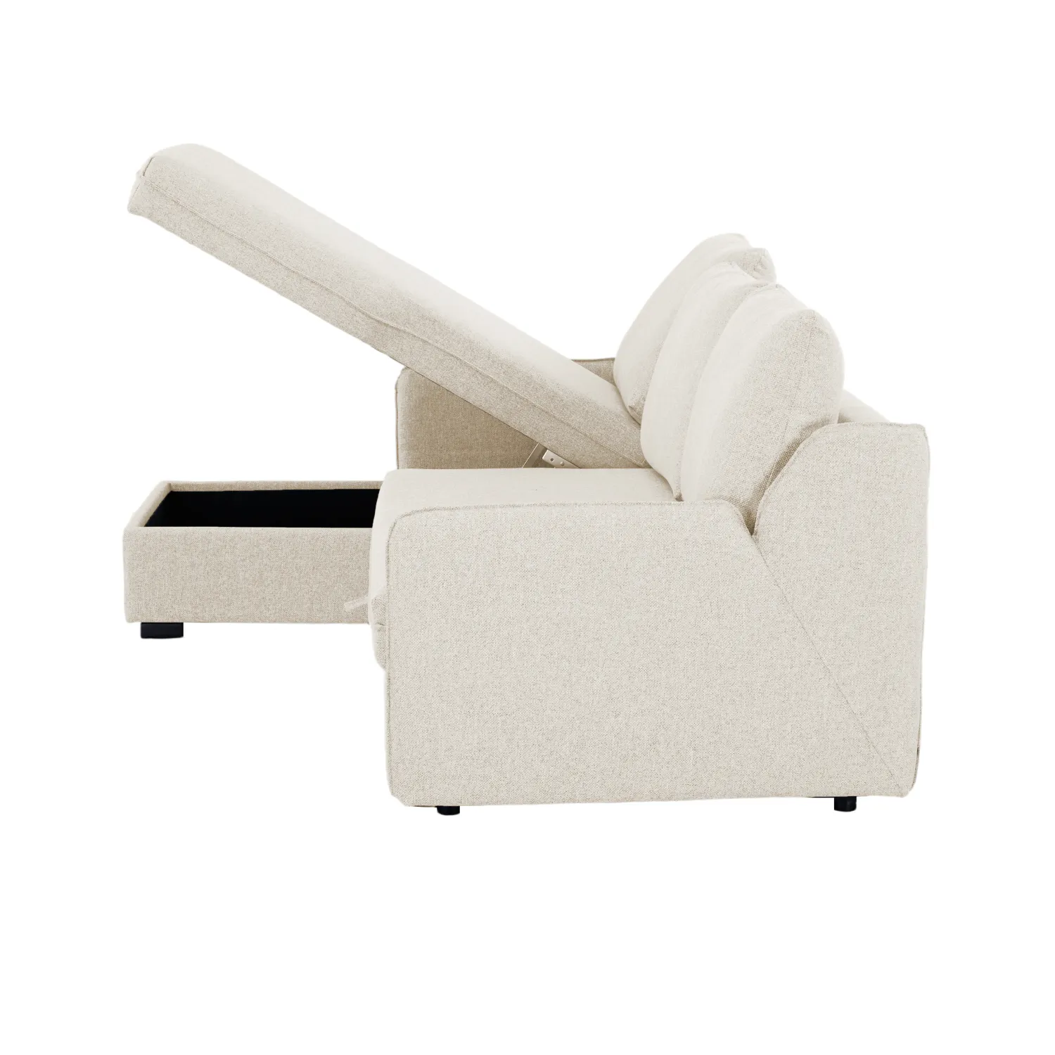 Verona Fabric 3 Seater Reversible Corner Sofa Bed with Storage - Cream - Image 13
