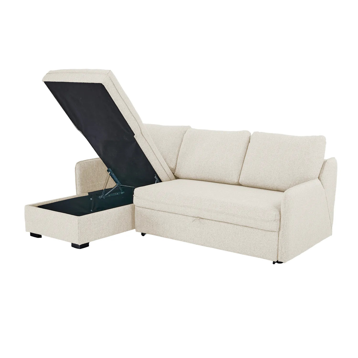 Verona Fabric 3 Seater Reversible Corner Sofa Bed with Storage - Cream - Image 15