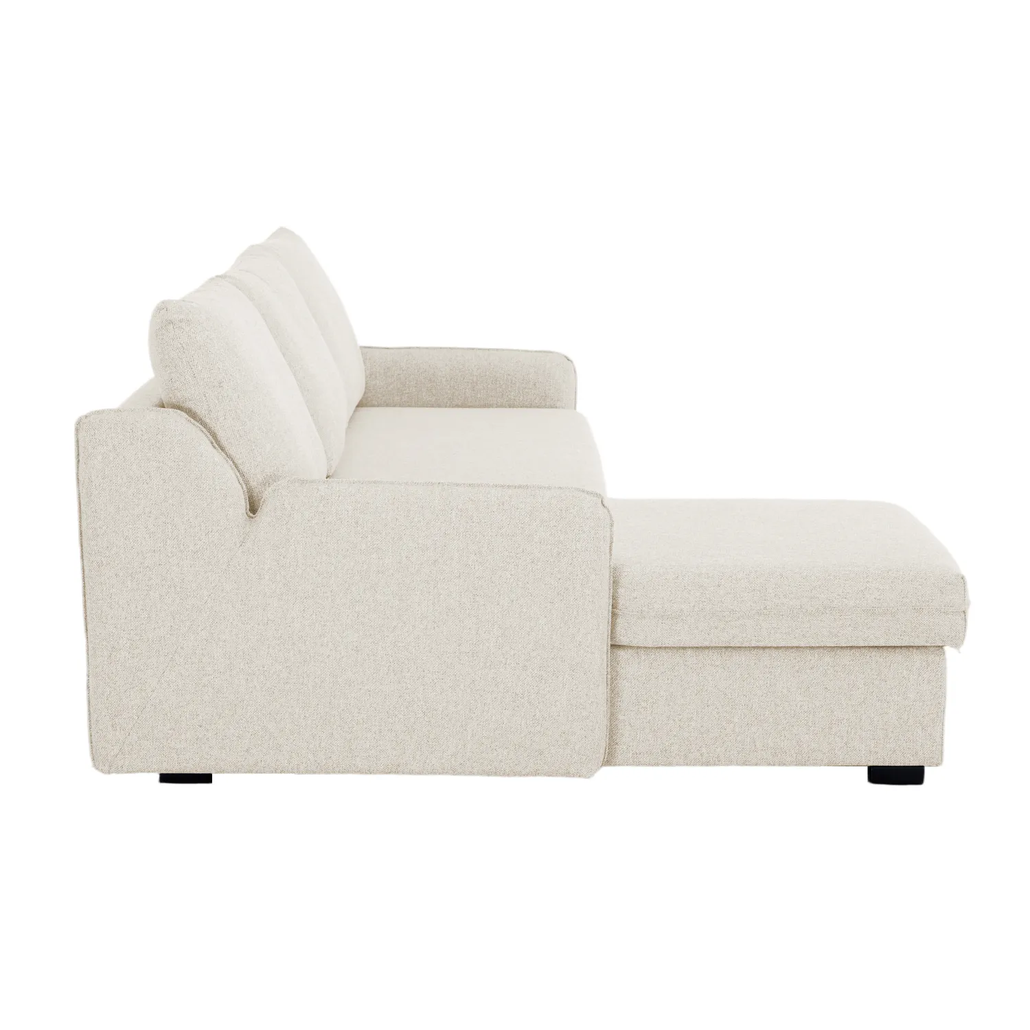 Verona Fabric 3 Seater Reversible Corner Sofa Bed with Storage - Cream - Image 17
