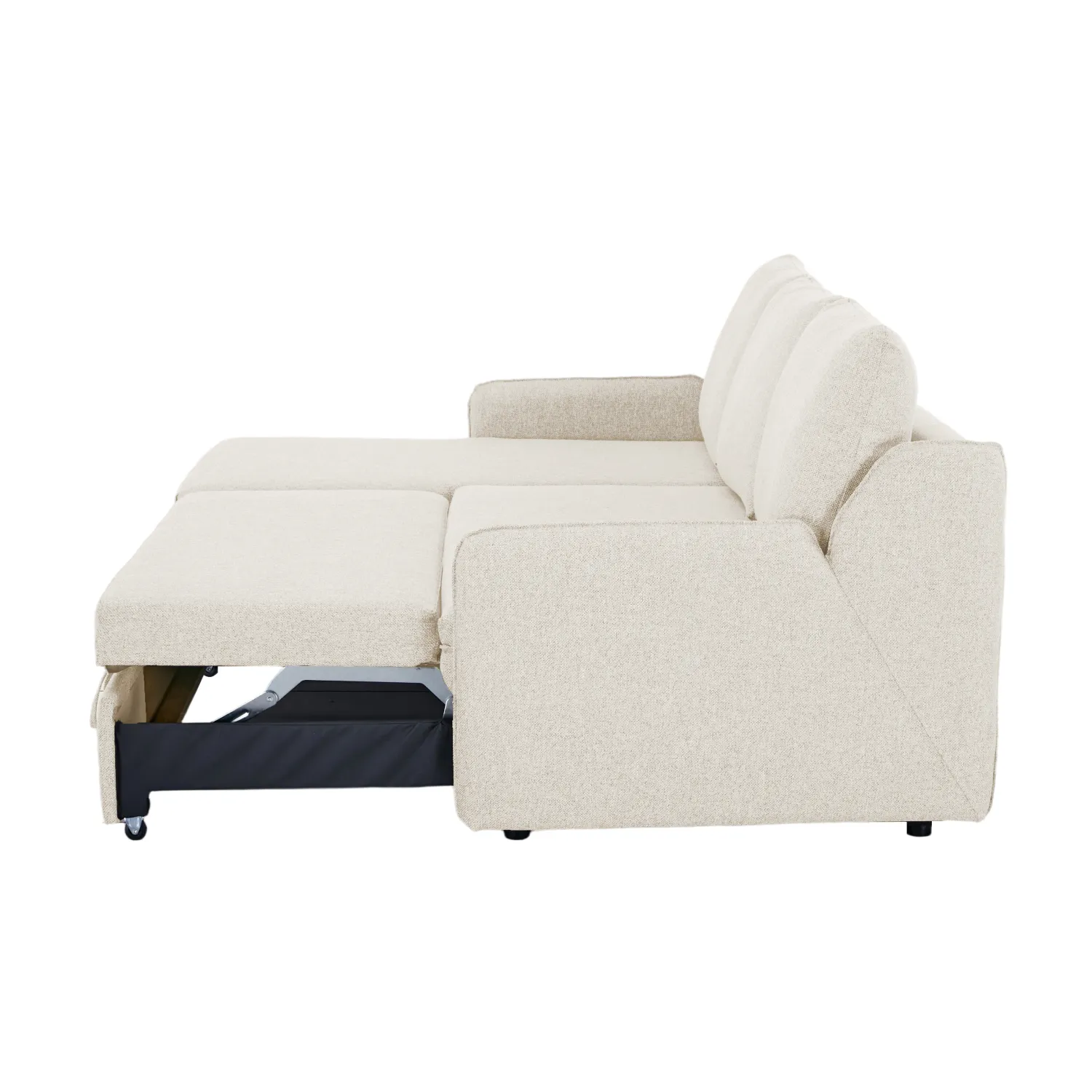 Verona Fabric 3 Seater Reversible Corner Sofa Bed with Storage - Cream - Image 18