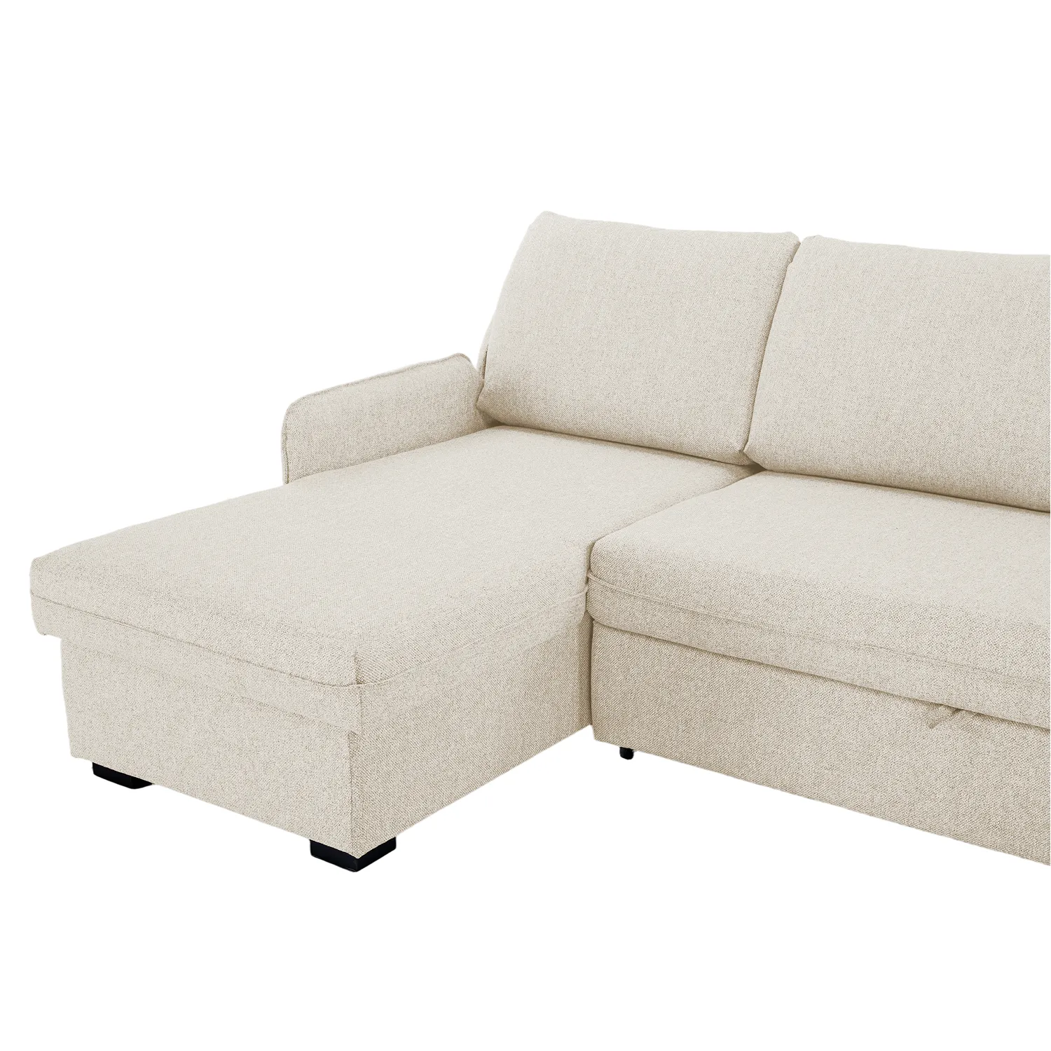 Verona Fabric 3 Seater Reversible Corner Sofa Bed with Storage - Cream - Image 20