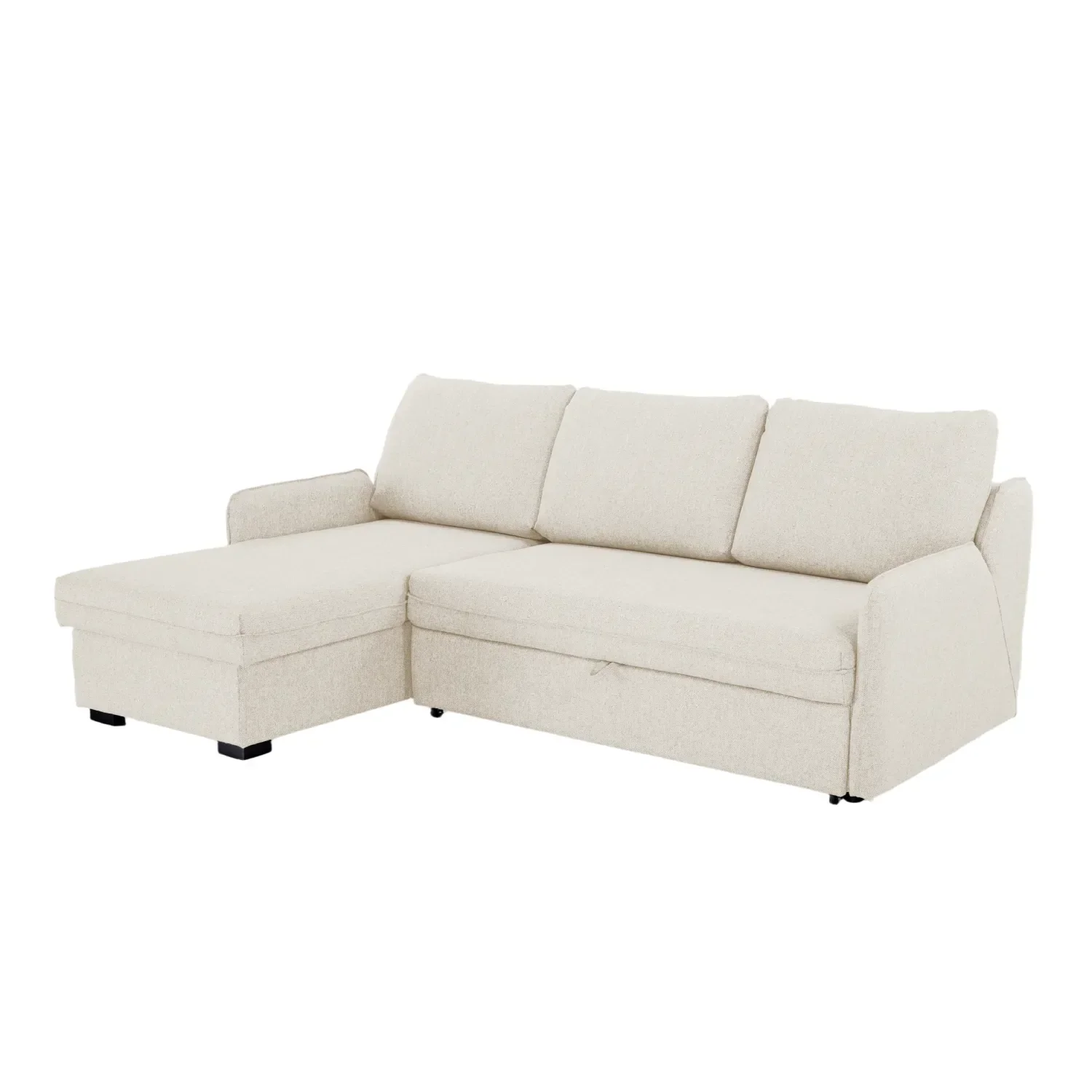 Verona Fabric 3 Seater Reversible Corner Sofa Bed with Storage - Cream - Image 3