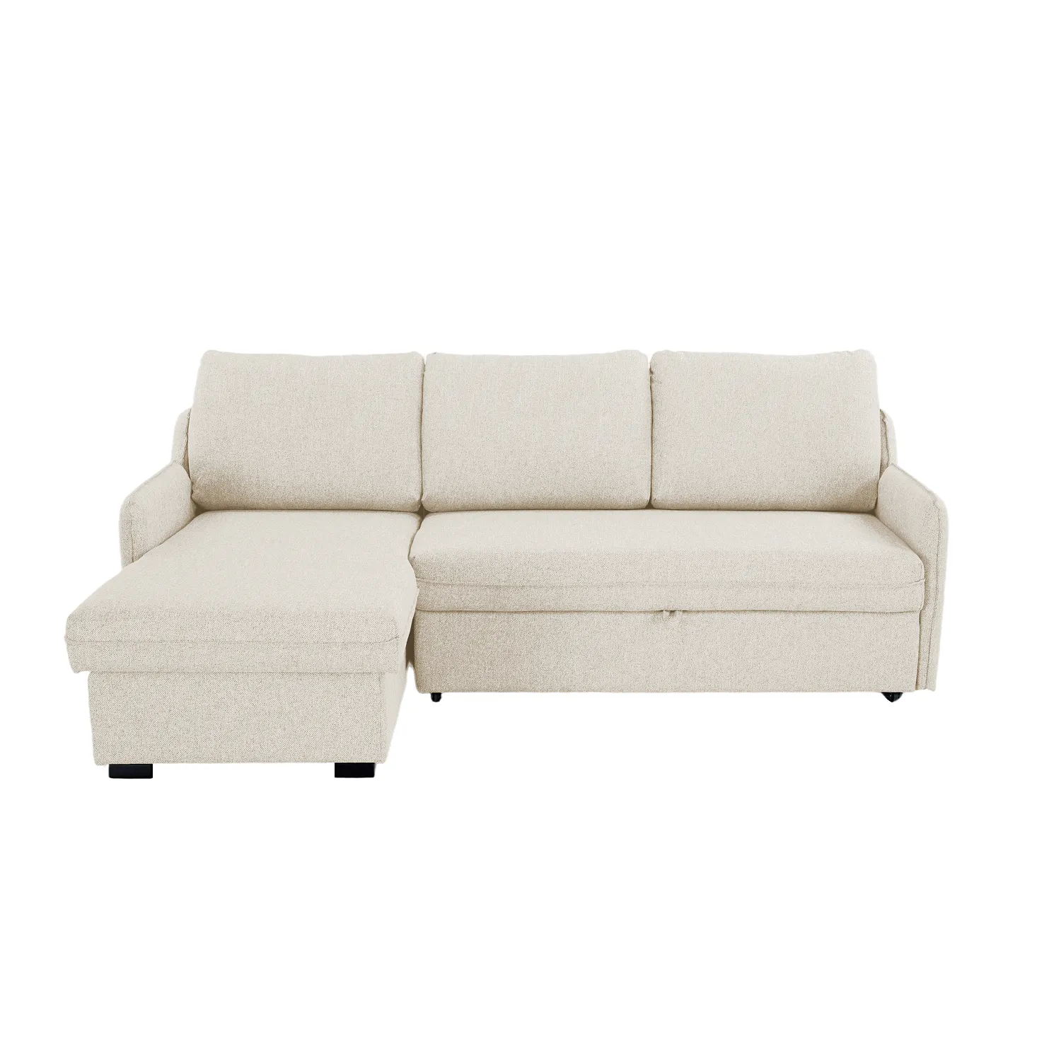 Verona Fabric 3 Seater Reversible Corner Sofa Bed with Storage - Cream - Image 4