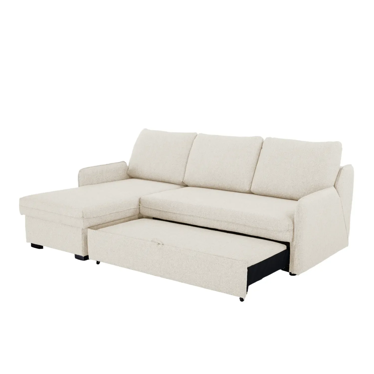 Verona Fabric 3 Seater Reversible Corner Sofa Bed with Storage - Cream - Image 5