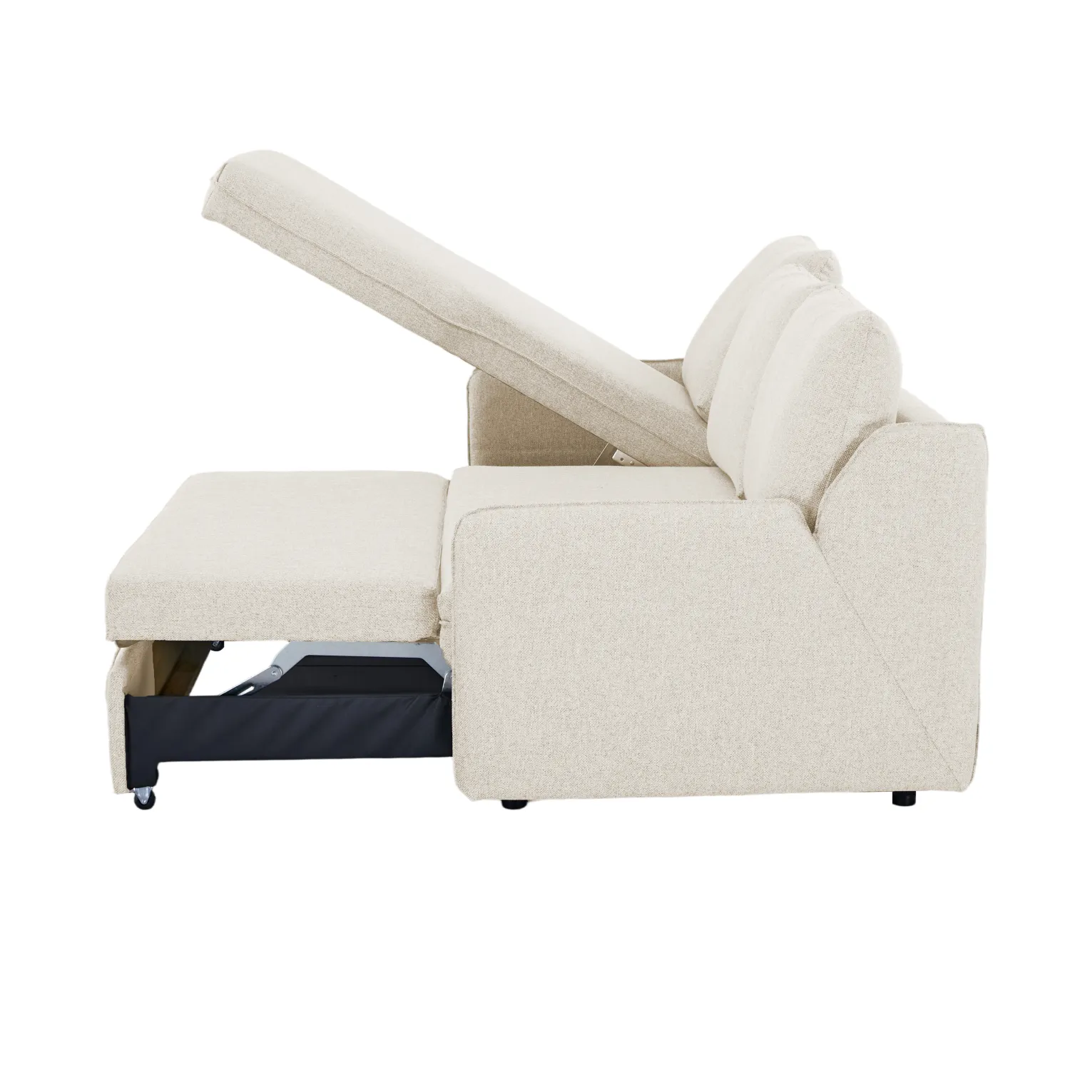 Verona Fabric 3 Seater Reversible Corner Sofa Bed with Storage - Cream - Image 8