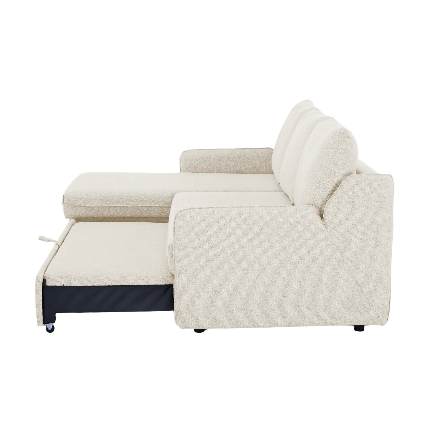 Verona Fabric 3 Seater Reversible Corner Sofa Bed with Storage - Cream - Image 9