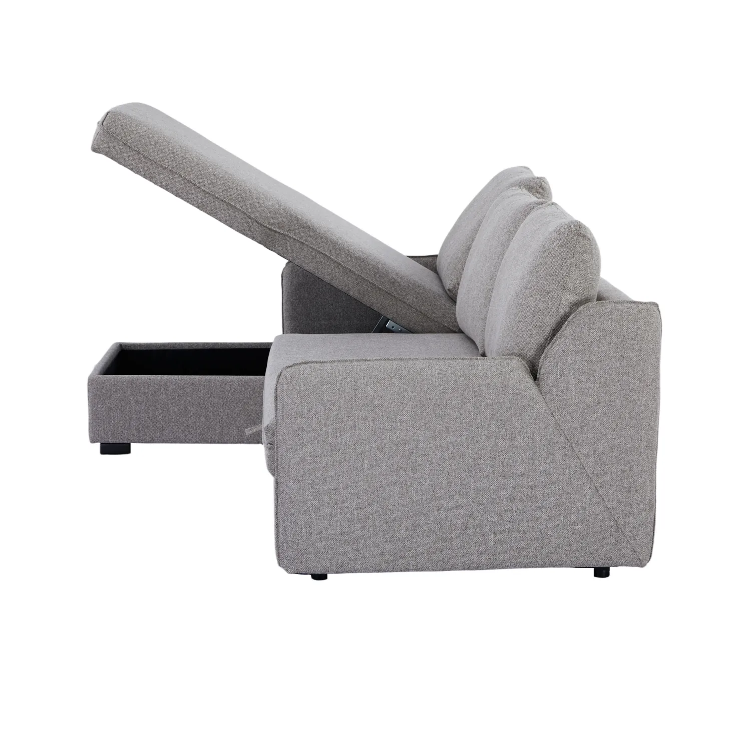 Verona Fabric 3 Seater Reversible Corner Sofa Bed with Storage - Grey - Image 14