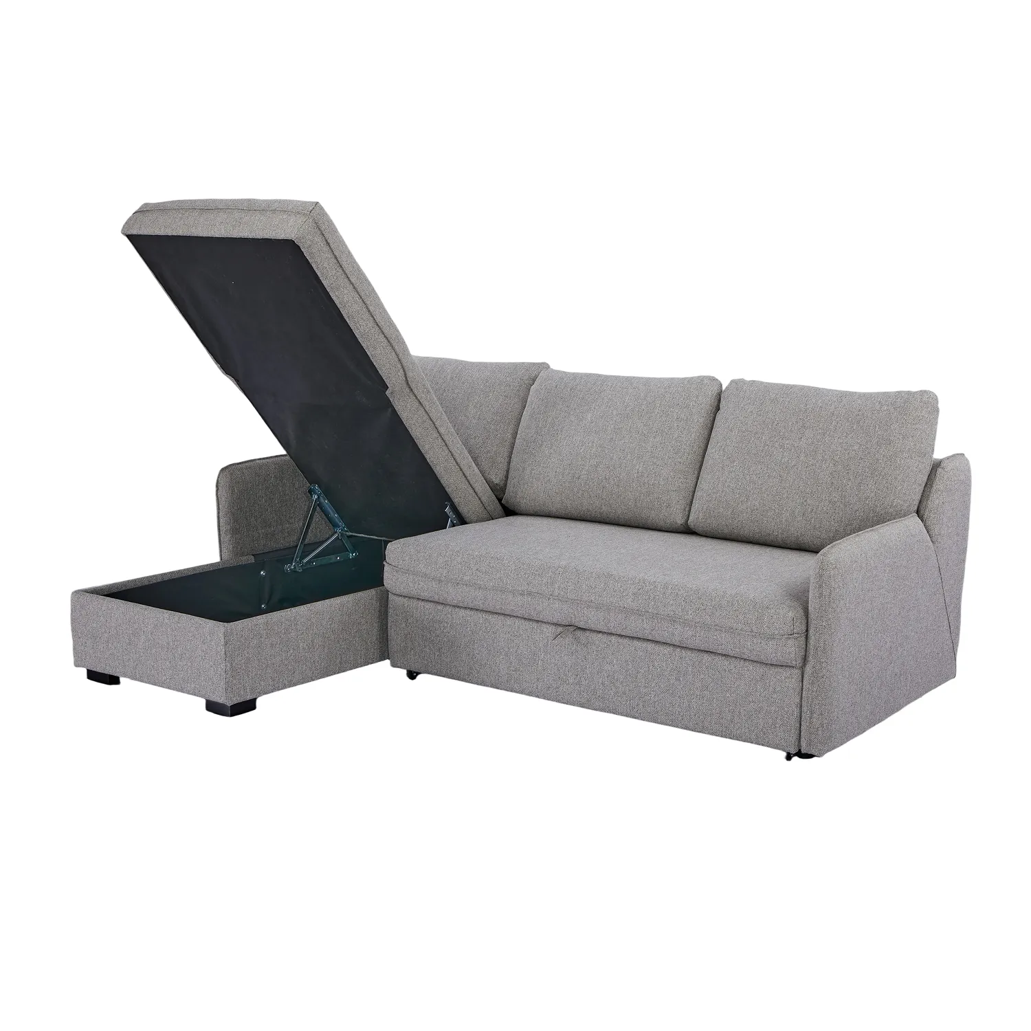Verona Fabric 3 Seater Reversible Corner Sofa Bed with Storage - Grey - Image 15