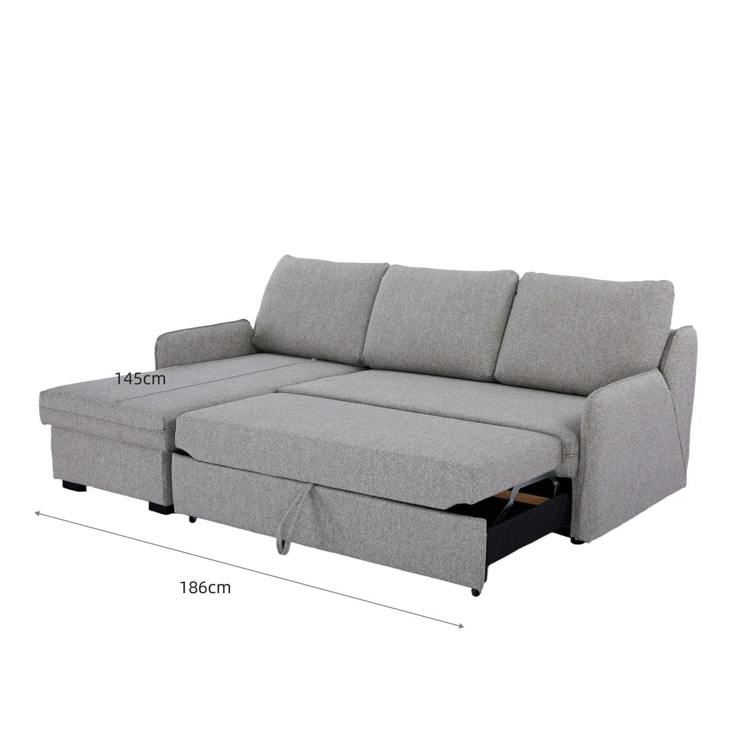 Verona Fabric 3 Seater Reversible Corner Sofa Bed with Storage - Grey - Image 23