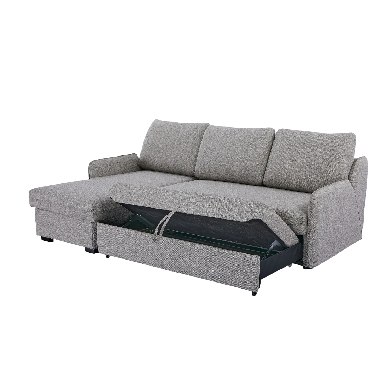 Verona Fabric 3 Seater Reversible Corner Sofa Bed with Storage - Grey - Image 9