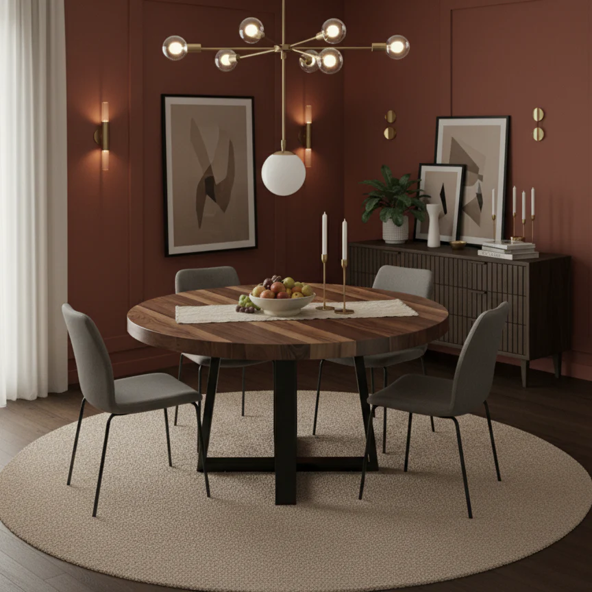 Walnut Round Dining Table - Image 6