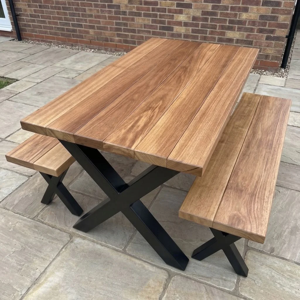 Woodland Iroko Slatted Outdoor Table - Image 4